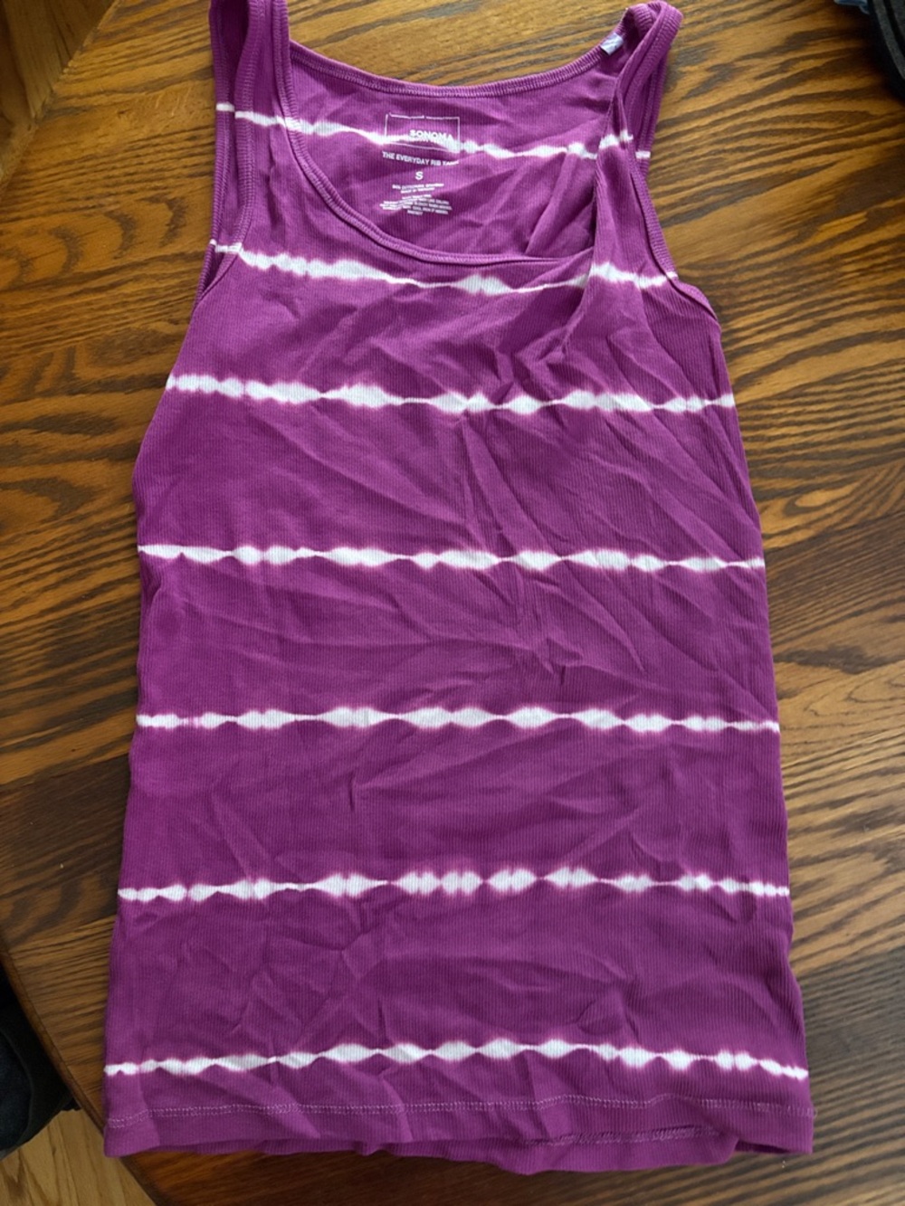 SONOMA Purple & White Tie-Dye Ribbed Tank Top